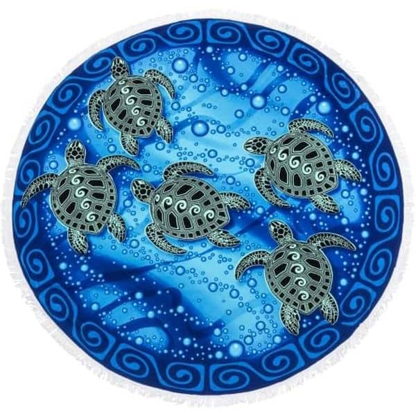 Tapestry Sea Turtles Round Beach Lawn Blanket closetsamples