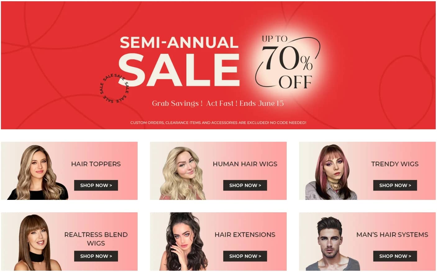 Up to 70Off Semi Annual Sale at UniWigs closetsamples
